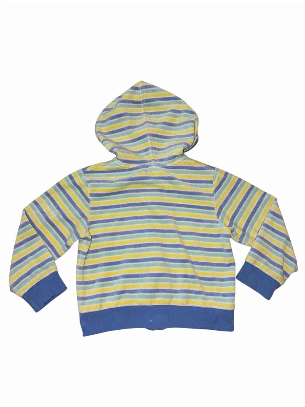 Vintage Y2K 2005 Gymboree Pastel Stripe Velour Hoodie 5T Retro Girls Blue Yellow